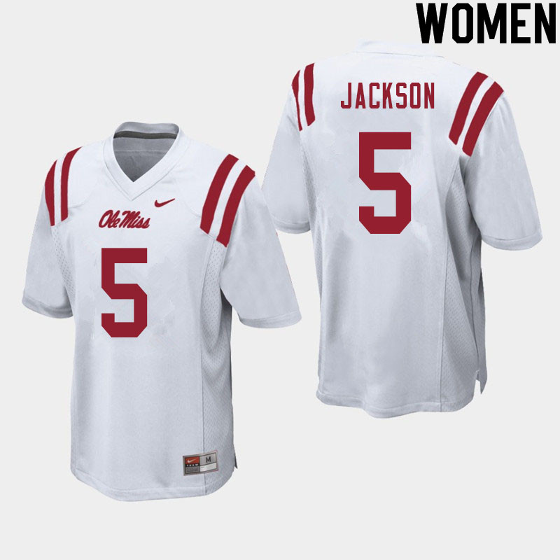 Dannis Jackson Ole Miss Rebels NCAA Women's White #5 Stitched Limited College Football Jersey WNQ2558UI